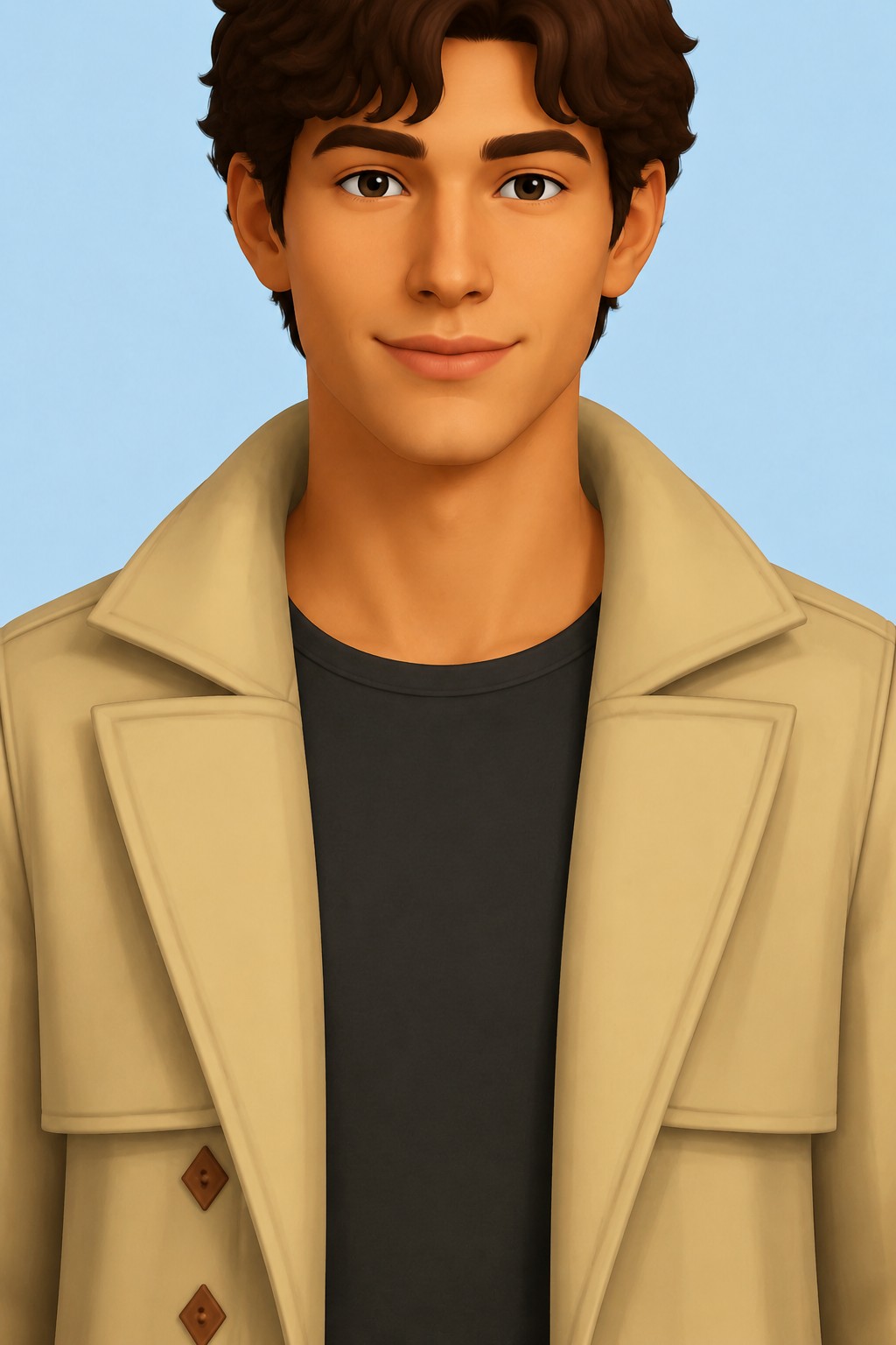 Almond Cookie Shoulder Coat custom content (CC) for Sims 4 by HappyLifeSims