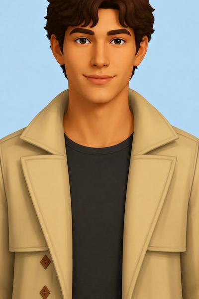 Almond Cookie Shoulder Coat custom content (CC) for Sims 4 by HappyLifeSims