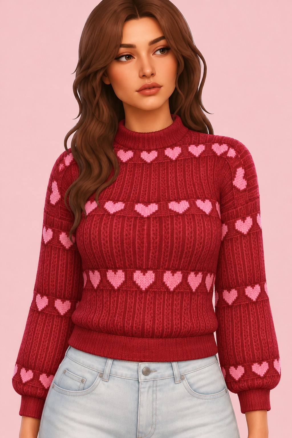 Crystal Heart Sweater custom content (CC) for Sims 4 by trillyke