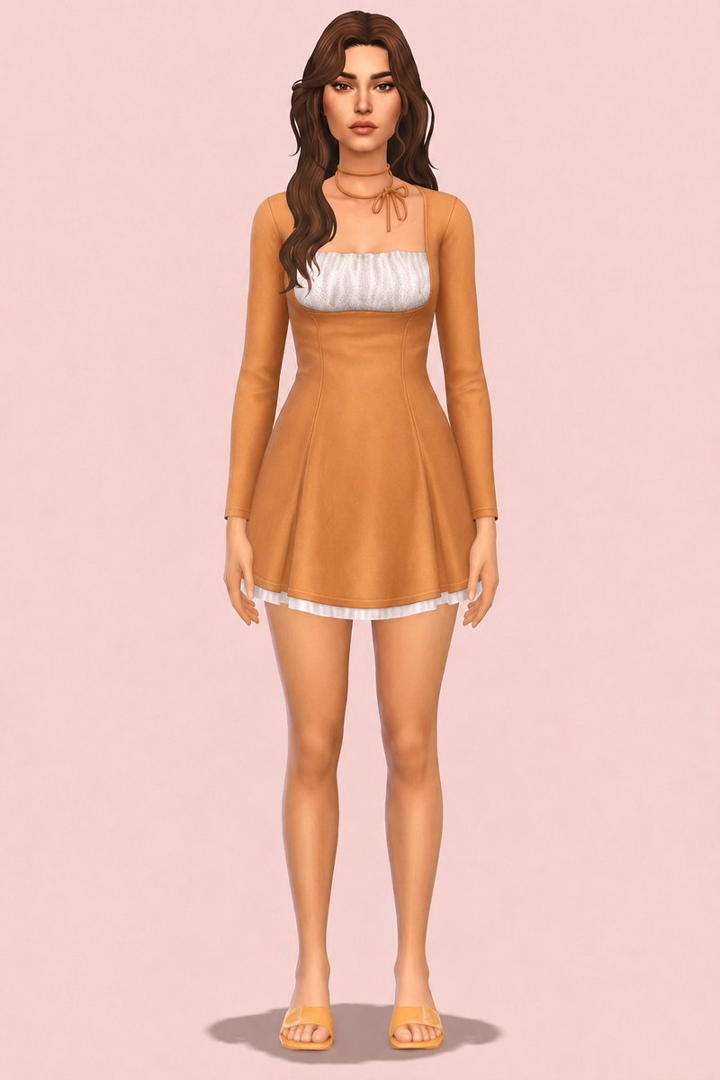 Shellwood Dress custom content (CC) for Sims 4 by trillyke