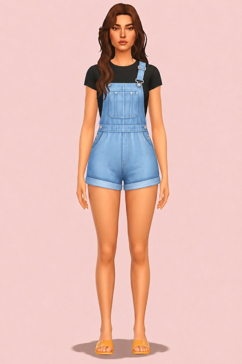 Drift Overall Shorts custom content (CC) for Sims 4 by trillyke