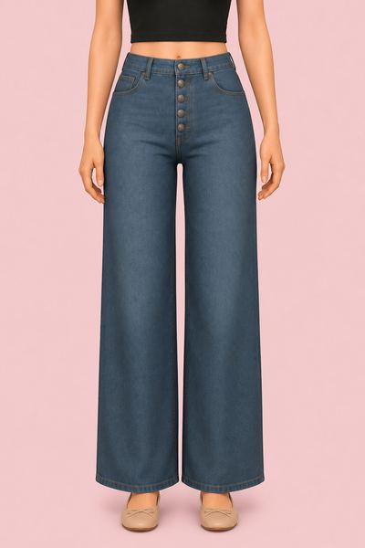 Button Up Wide Leg Jeans custom content (CC) for Sims 4 by lazy_eyelids