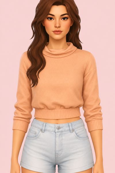 Cropped Sweater custom content (CC) for Sims 4 by lazy_eyelids