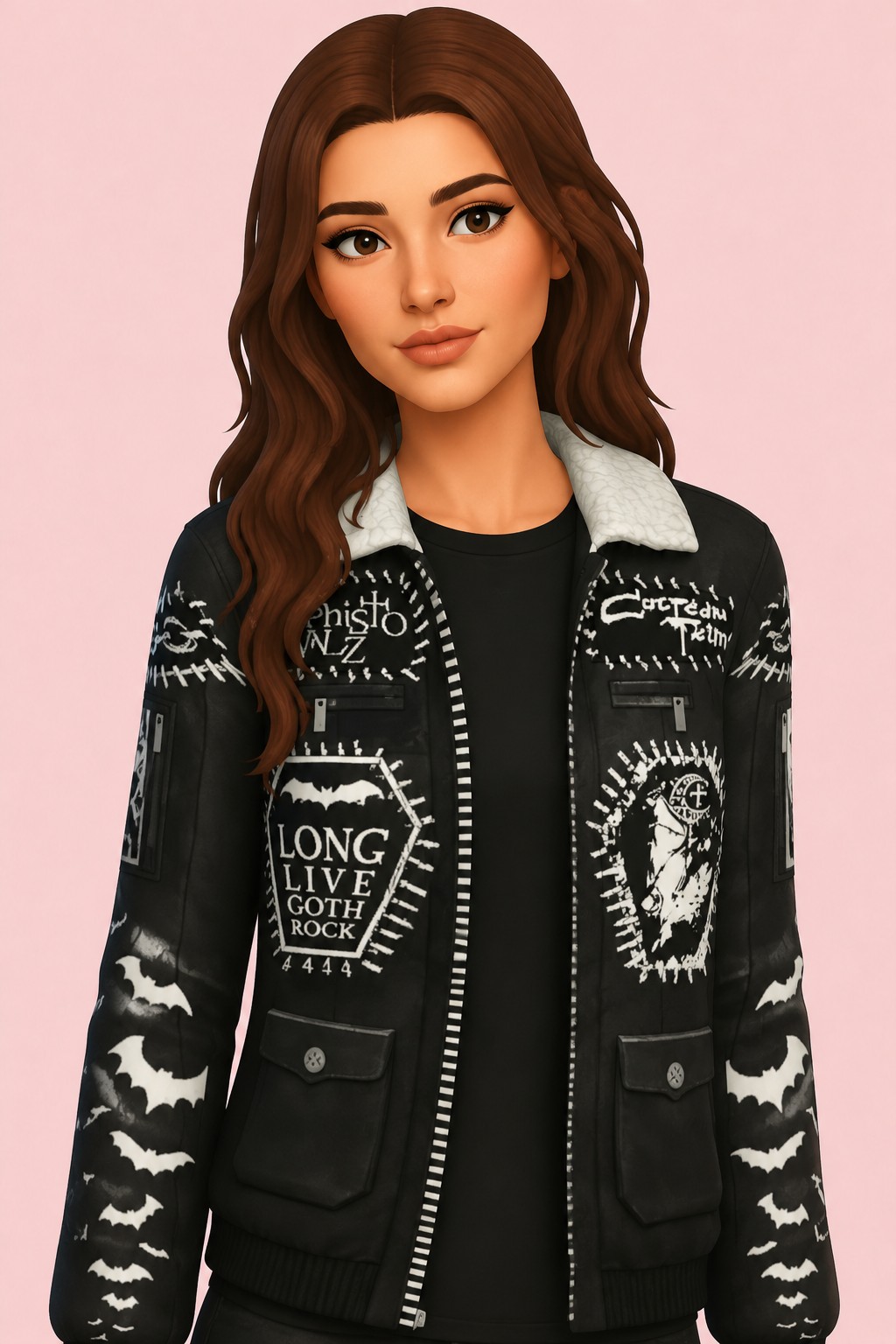 trad goth jacket custom content (CC) for Sims 4 by mellosakicc