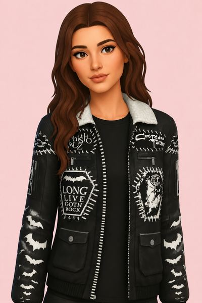 trad goth jacket custom content (CC) for Sims 4 by mellosakicc