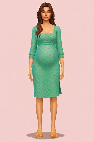 THEROYALSIMS PEPPA MATERNITY DRESS custom content (CC) for Sims 4 by theroyalsims