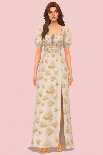 Flory Bow Dress custom content (CC) for Sims 4 by huien