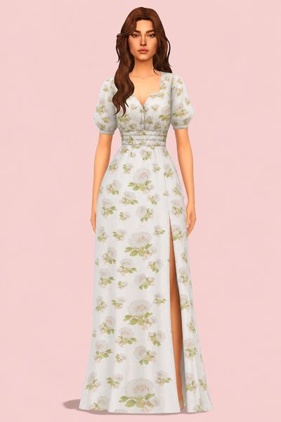 Flory Button Dress custom content (CC) for Sims 4 by huien