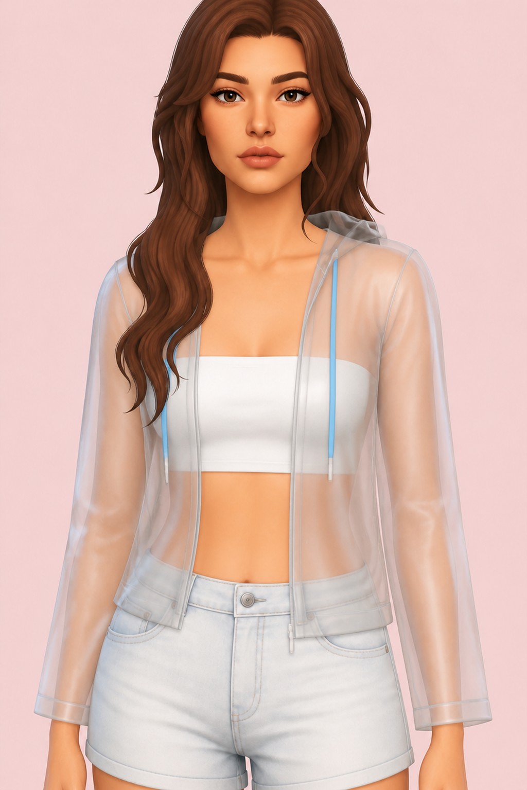Plastic Summer Jacket custom content (CC) for Sims 4 by bluerose3DFashion