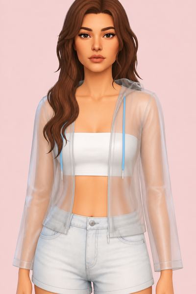 Plastic Summer Jacket custom content (CC) for Sims 4 by bluerose3DFashion