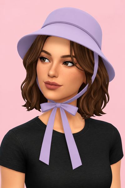 Lavender in August ribbon hat custom content (CC) for Sims 4 by bedsae
