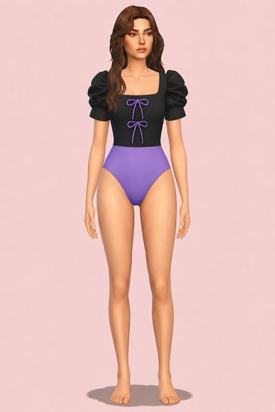 Lavender in August swimsuit custom content (CC) for Sims 4 by bedsae