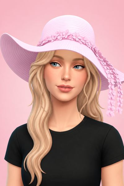 Leticia Summer Hat custom content (CC) for Sims 4 by bluerose3DFashion