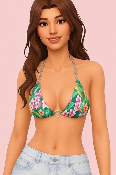Leticia Swimsuit Top custom content (CC) for Sims 4 by bluerose3DFashion