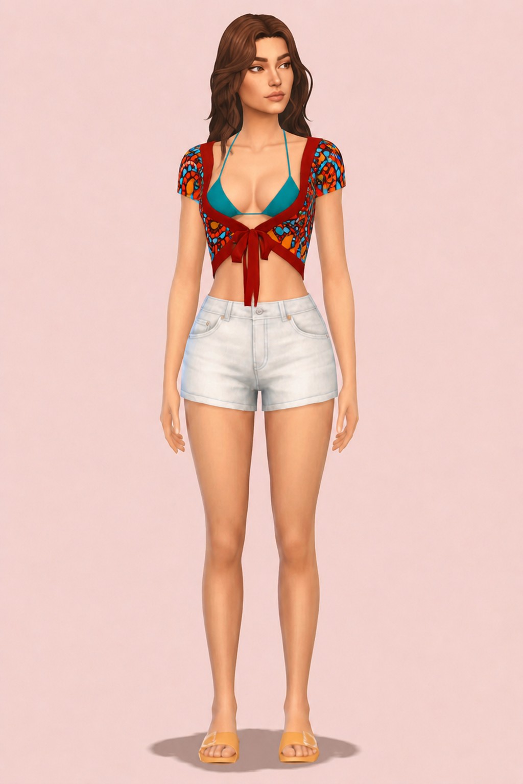 Top with a swimsuit custom content (CC) for Sims 4 by Djunariii