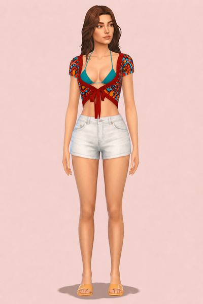 Top with a swimsuit custom content (CC) for Sims 4 by Djunariii