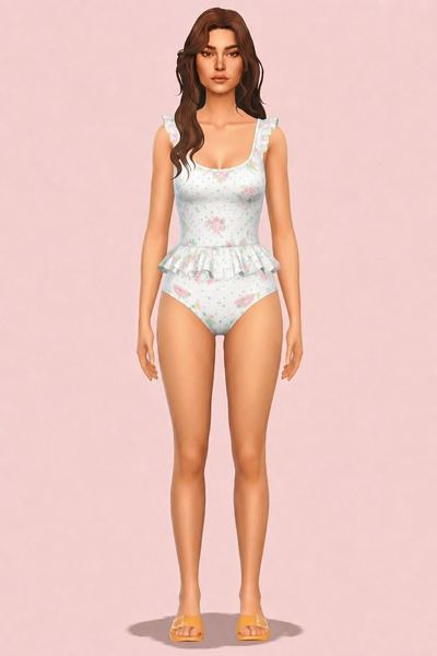 Cute Ruffled One-Piece Swimsuit by XuanZi-Sims custom content (CC) for Sims 4 by xuanzisims