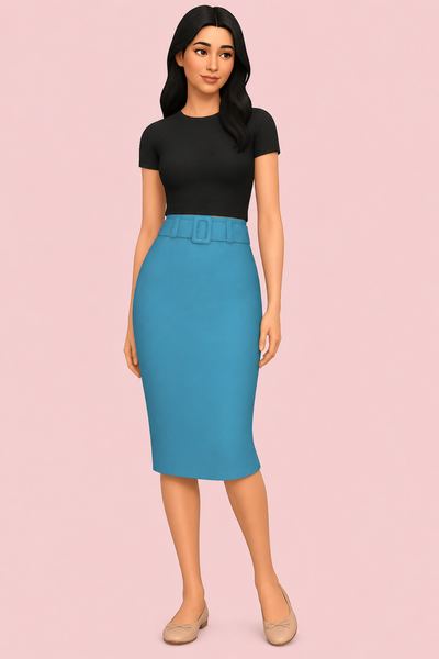 Belted Pencil Skirt custom content (CC) for Sims 4 by ancasims