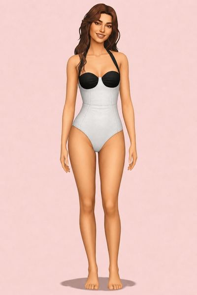 Malibu chic swimsuit custom content (CC) for Sims 4 by Belaloallure1