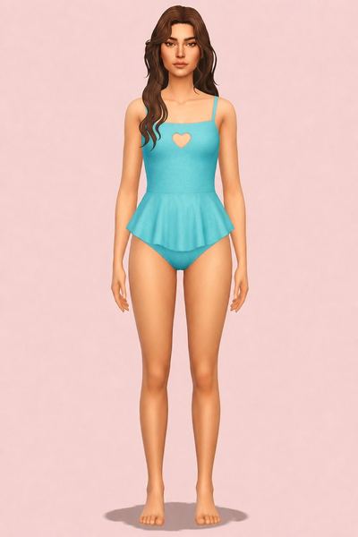 cutout swim onepiece custom content (CC) for Sims 4 by casteru
