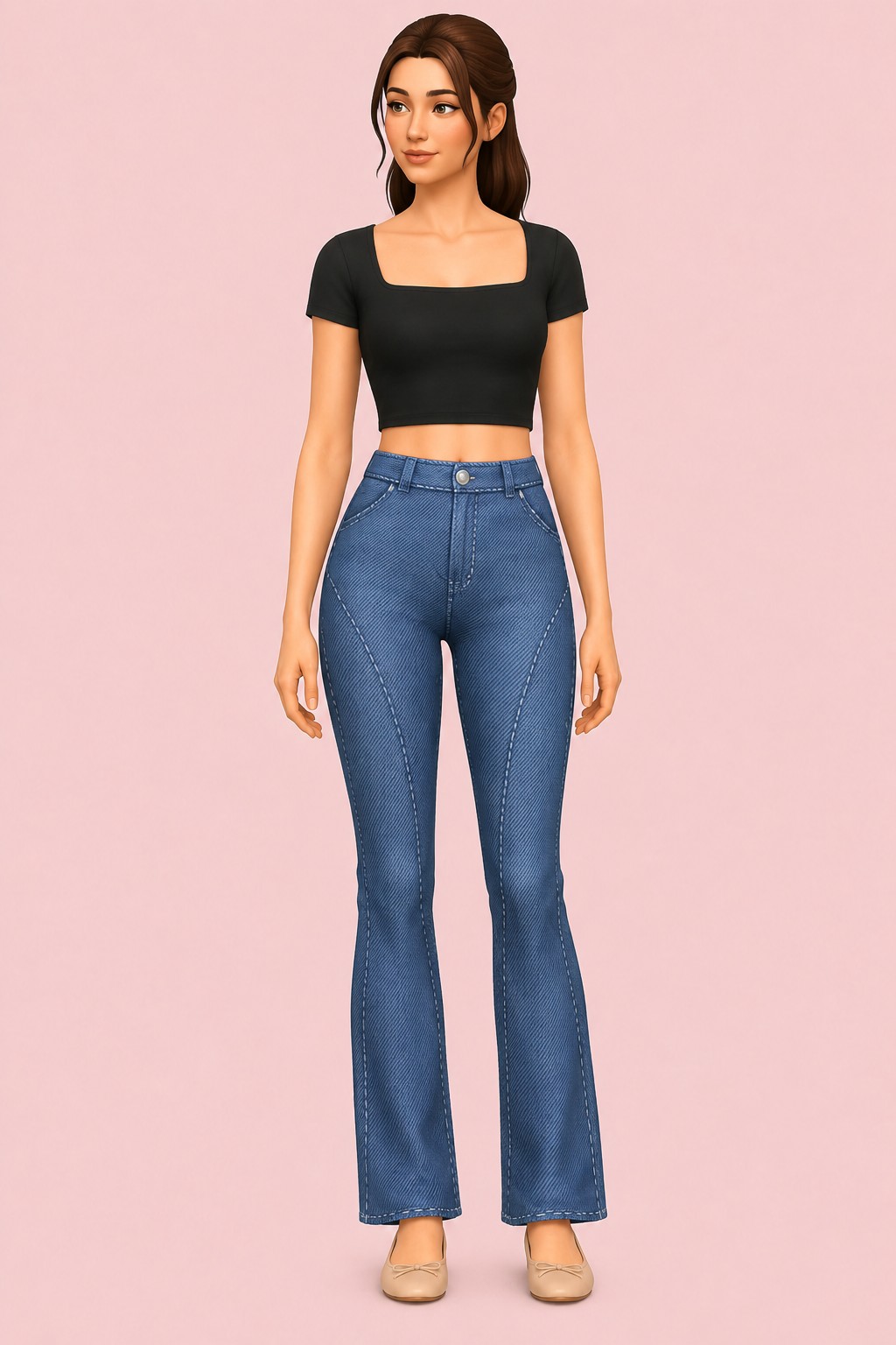 Voyager Jeans (2 versions) custom content (CC) for Sims 4 by trillyke