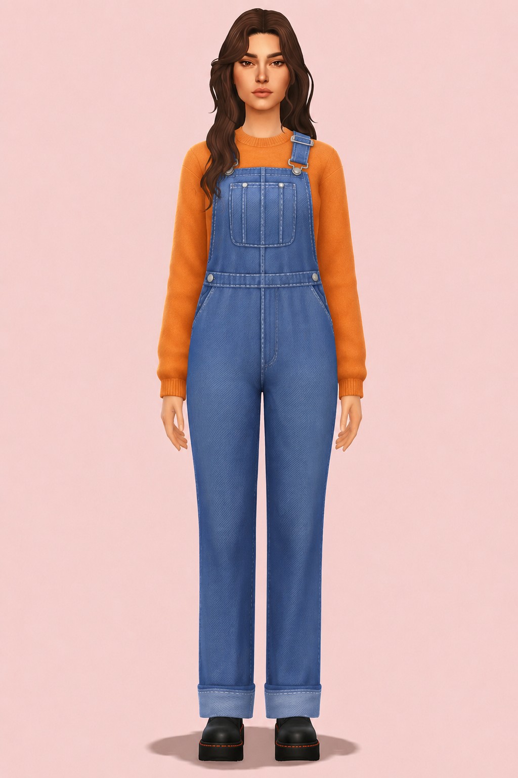 Cherry Talk Denim Overalls custom content (CC) for Sims 4 by trillyke