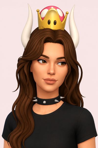 Bowsette accessories - hat and chokers custom content (CC) for Sims 4 by mydarling20