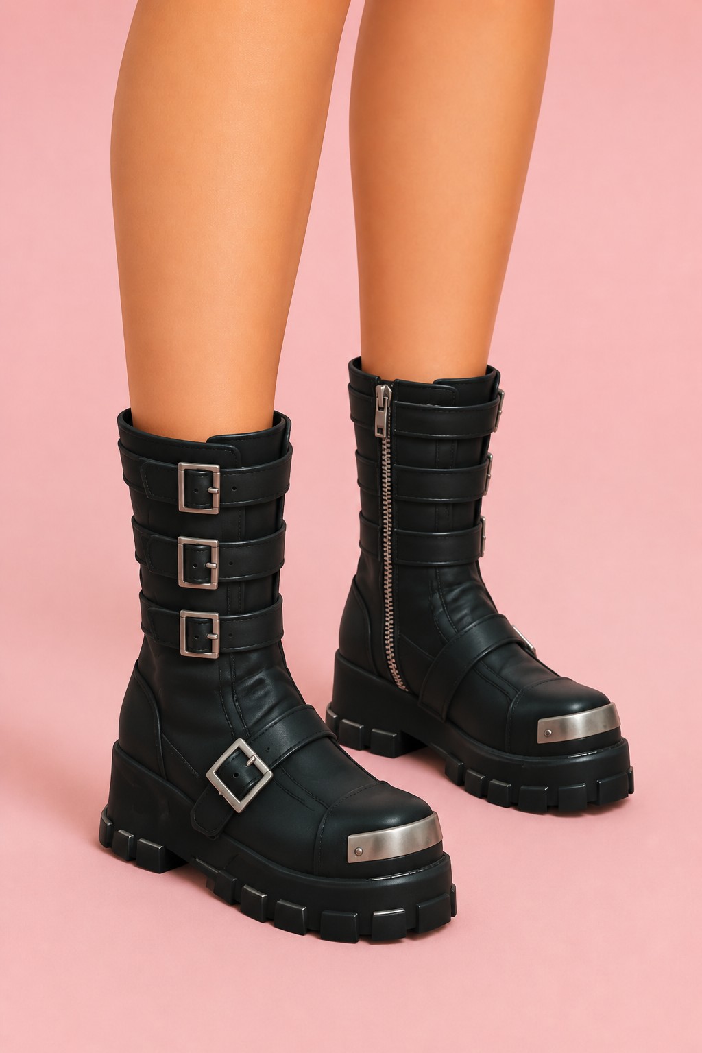 Goth Galore Strap Boots Mesh Edit custom content (CC) for Sims 4 by trillyke