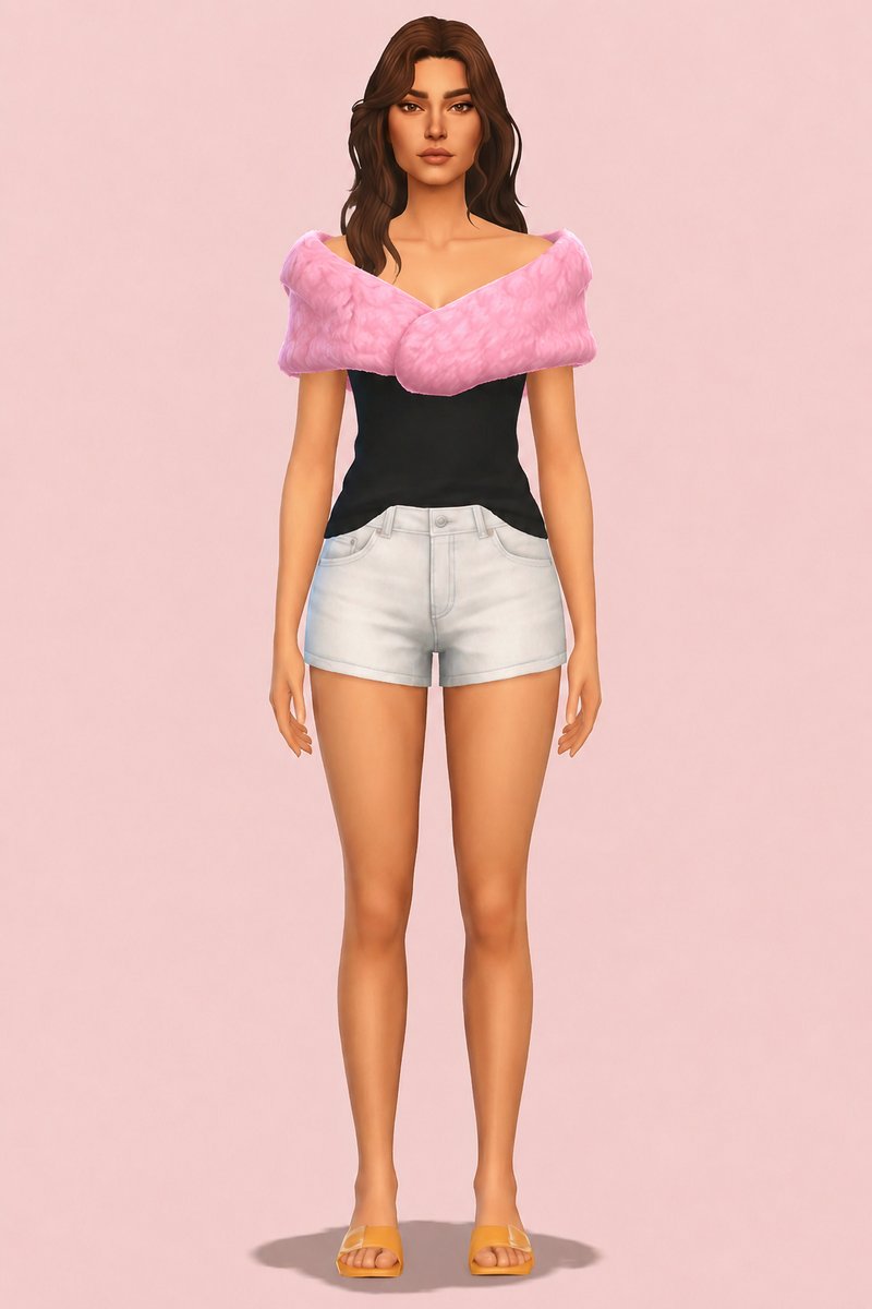 Dreamy Day Acc Fur Shawl custom content (CC) for Sims 4 by trillyke