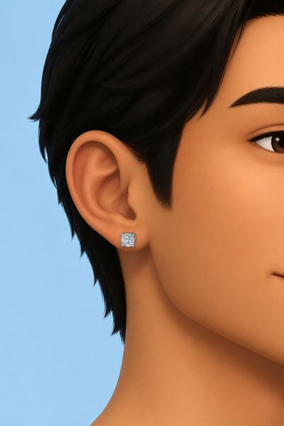 curly male pony/2D stud Earrings custom content (CC) for Sims 4 by XxBlacksims