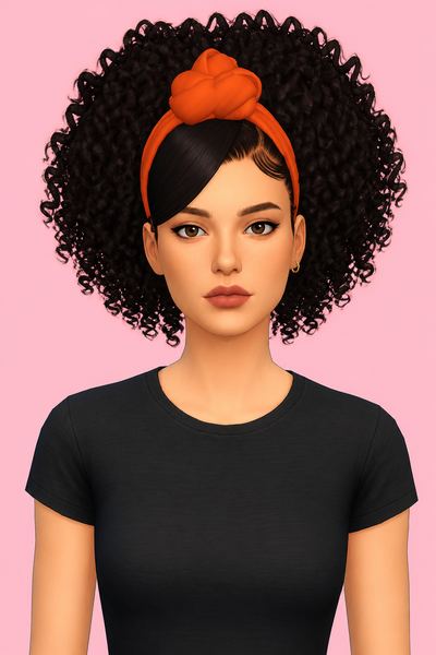 Big Curly Puff Ponytail custom content (CC) for Sims 4 by XxBlacksims