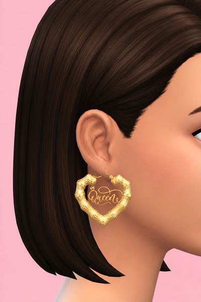 Heart Bamboo Queen Hoops custom content (CC) for Sims 4 by XxBlacksims