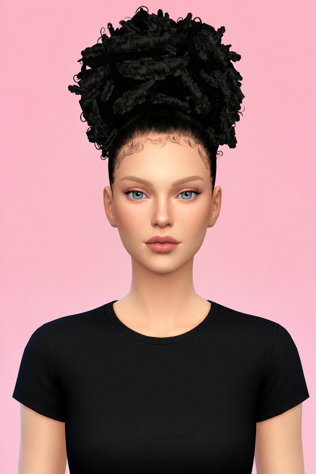 SLEEK AFRO HAIRSTYLE custom content (CC) for Sims 4 by BadddieSims