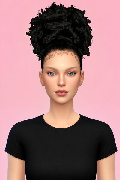 SLEEK AFRO HAIRSTYLE custom content (CC) for Sims 4 by BadddieSims