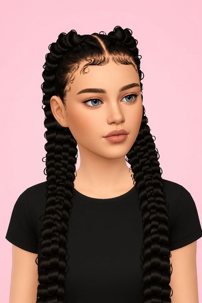 LEANA HAIRSTYLE CHILD VERSION custom content (CC) for Sims 4 by BadddieSims