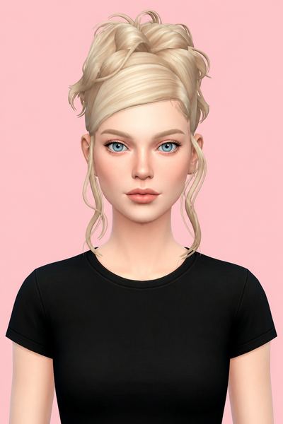 ERIKA HAIRSTYLE BUN VERSION custom content (CC) for Sims 4 by BadddieSims