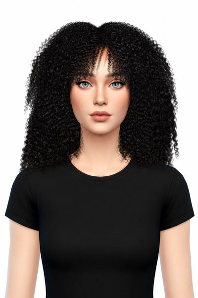Meg Natural curly hair custom content (CC) for Sims 4 by XxBlacksims