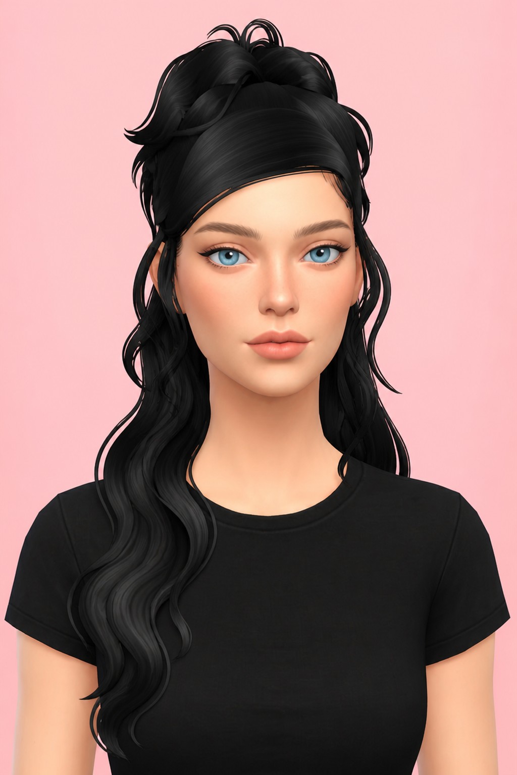 ERIKA HAIRSTYLE LONG VERSION custom content (CC) for Sims 4 by BadddieSims