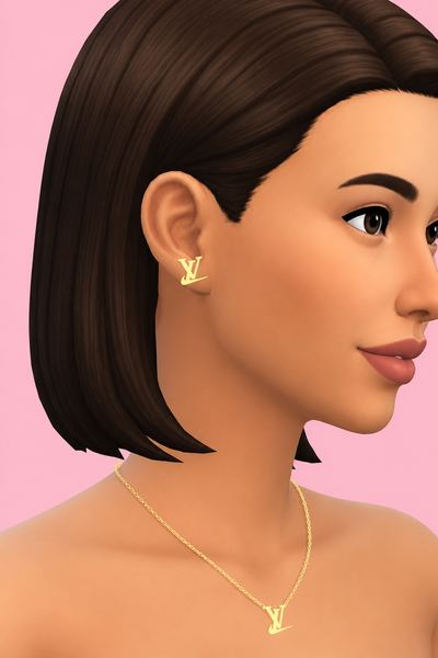 💎LV Nike Necklace & Earrings 💎 custom content (CC) for Sims 4 by Ebonixsims