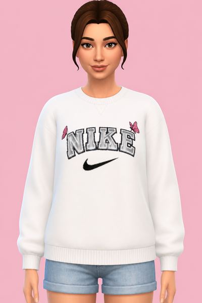 Oversized NIKE Logo Sweatshirt custom content (CC) for Sims 4 by thekims4