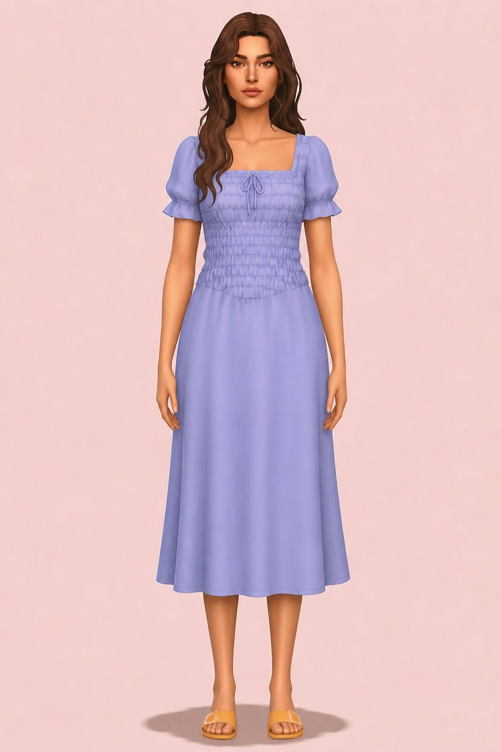 vichy dress custom content (CC) for Sims 4 by ridgeport