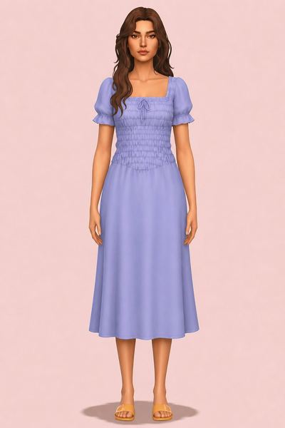 vichy dress custom content (CC) for Sims 4 by ridgeport