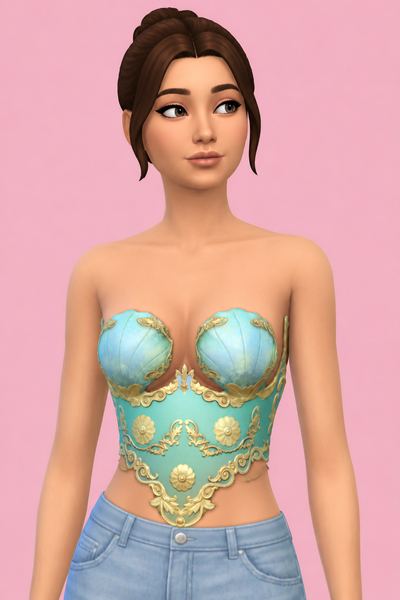 Sea Shell top custom content (CC) for Sims 4 by Belaloallure1