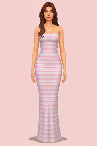 Strapless Maxi Dress custom content (CC) for Sims 4 by RIMINGs