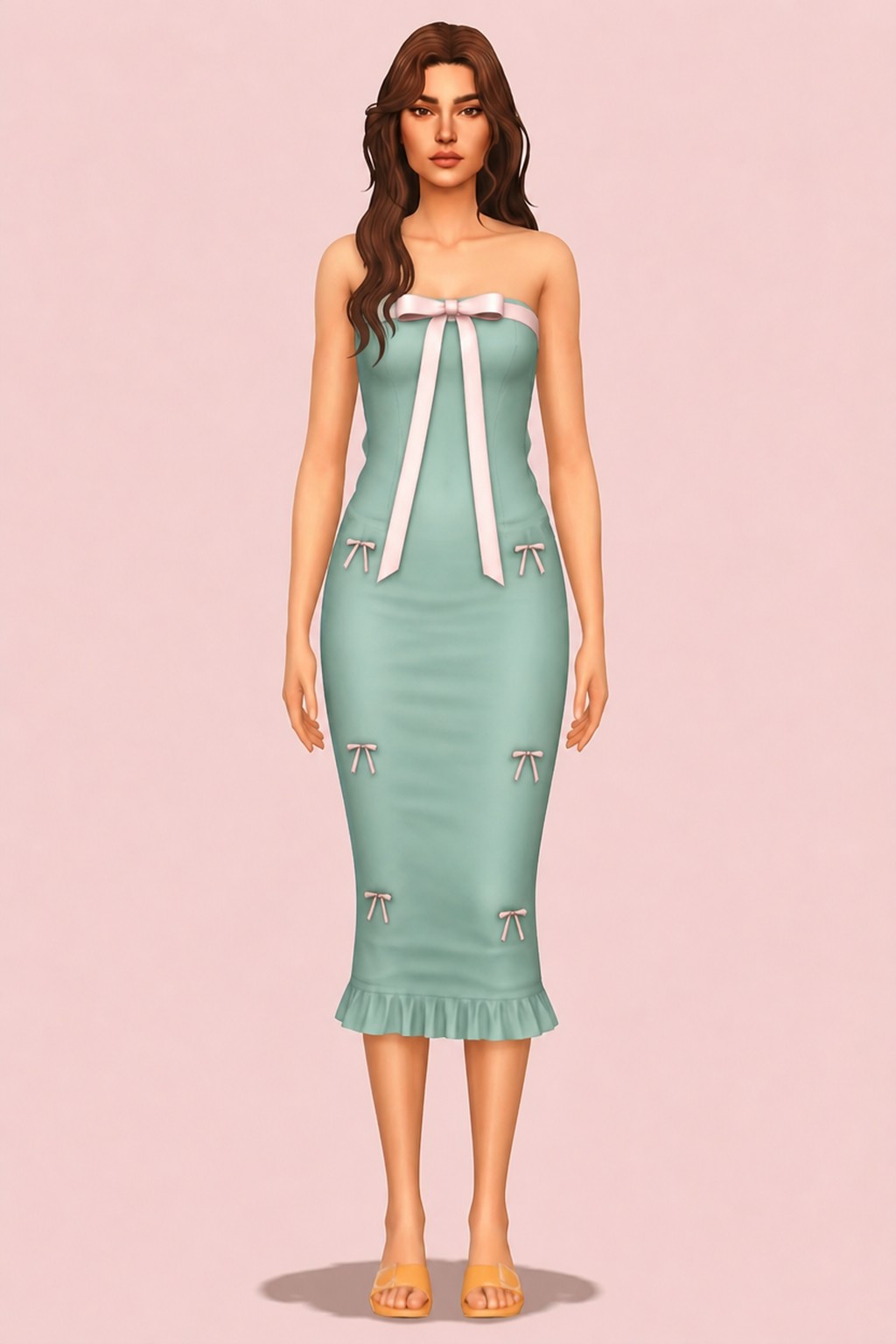 Vestido midi custom content (CC) for Sims 4 by RIMINGs