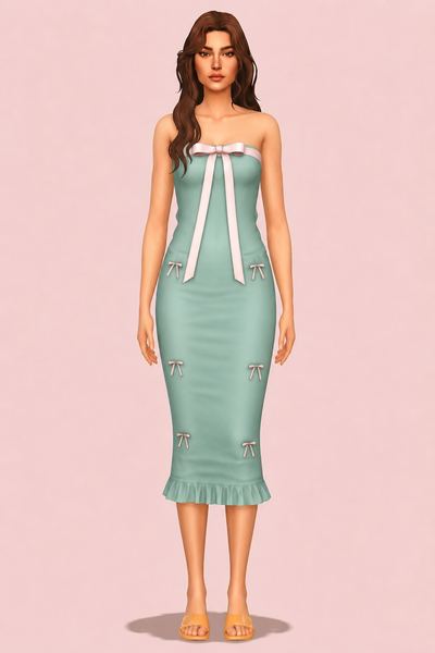 Midi Dress custom content (CC) for Sims 4 by RIMINGs