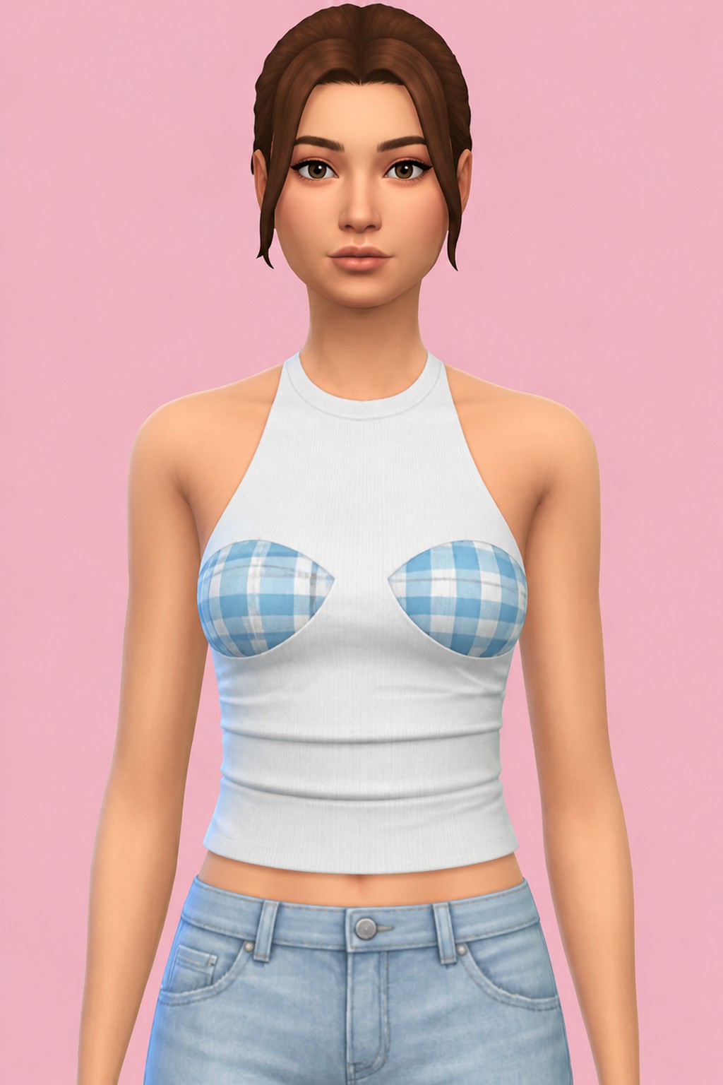 Halter Neck Back-slit Top custom content (CC) for Sims 4 by RIMINGs