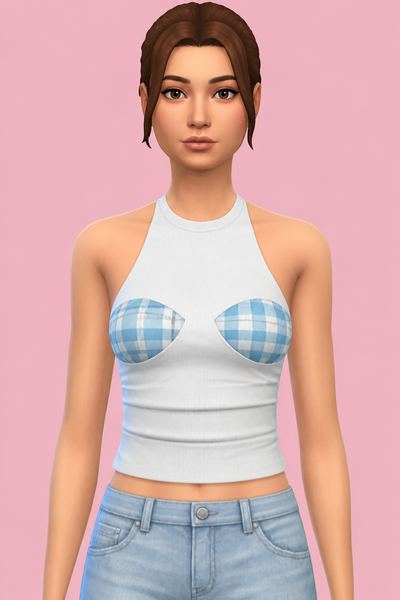 Halter Neck Back-slit Top custom content (CC) for Sims 4 by RIMINGs