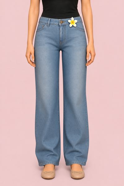 Plumeria Pin & Wide Jeans custom content (CC) for Sims 4 by RIMINGs