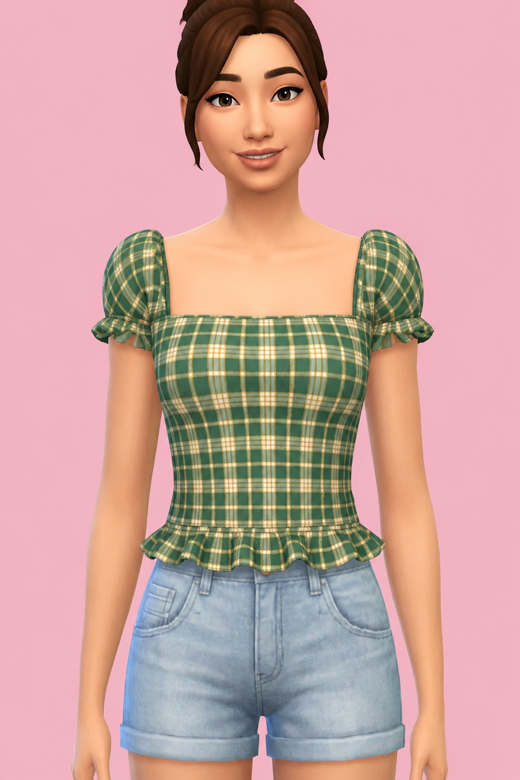 Ruffle Short Sleeved Top custom content (CC) for Sims 4 by RIMINGs